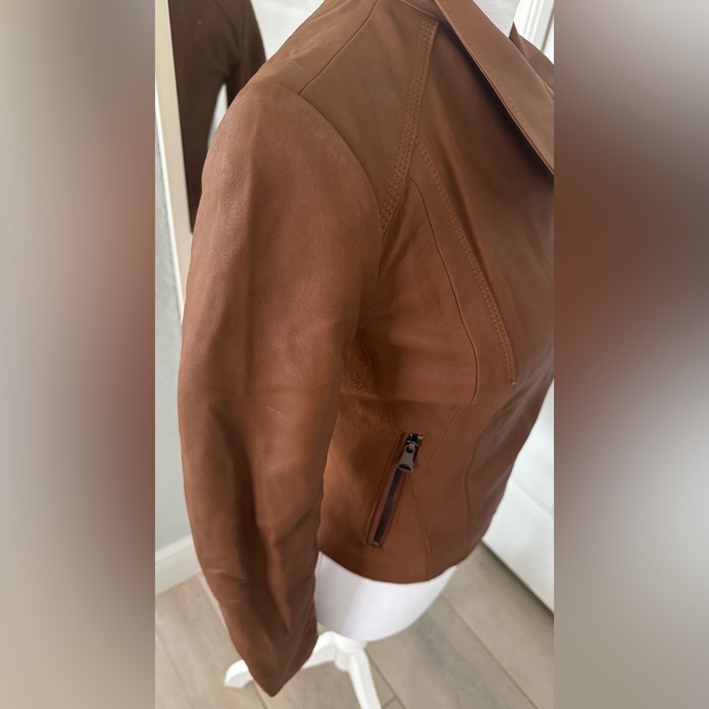 Marc New York Brown Leather Jacket Sz XS - Picture 6 of 16